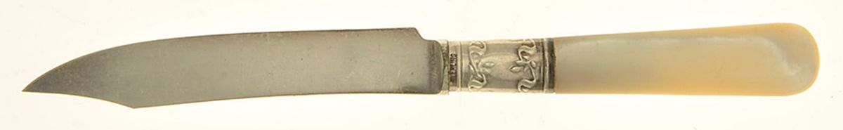 Pearl Handle Flatware 11 (Sterling) Monogram Pearl Handle Individual Fruit Knife by Landers, Frary & Clark-1
