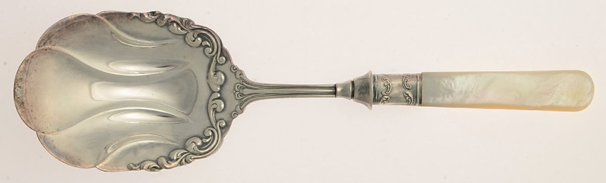 Pearl Handle Flatware 13 (Sterling) Spoon-Salad Serving/Pearl Handle,Silverplated Bowl by Landers, Frary & Clark-1