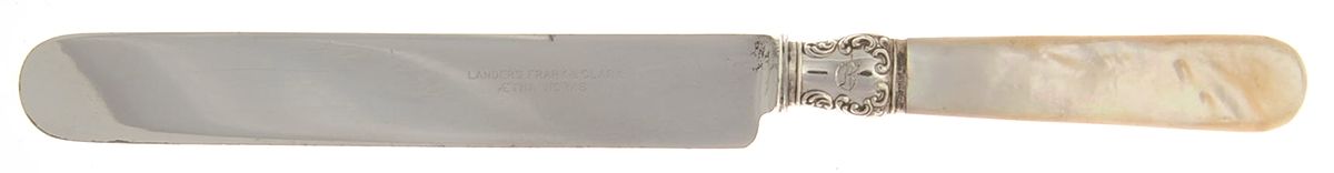 Pearl Handle Flatware 14 (Sterling) Monogramed Old French Hollow Knife by Landers, Frary & Clark-1