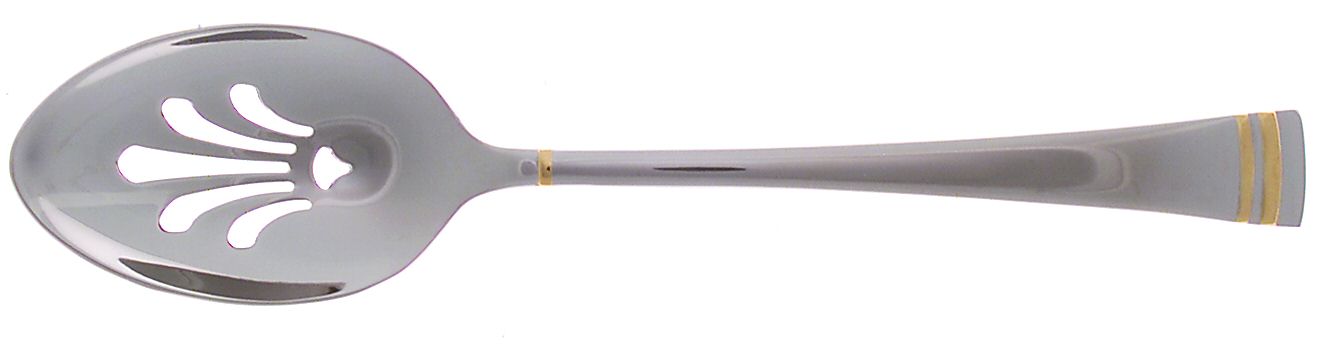 Federal Gold (Stainless, Gold Bands) Pierced Tablespoon (Serving Spoon) by Lenox-1