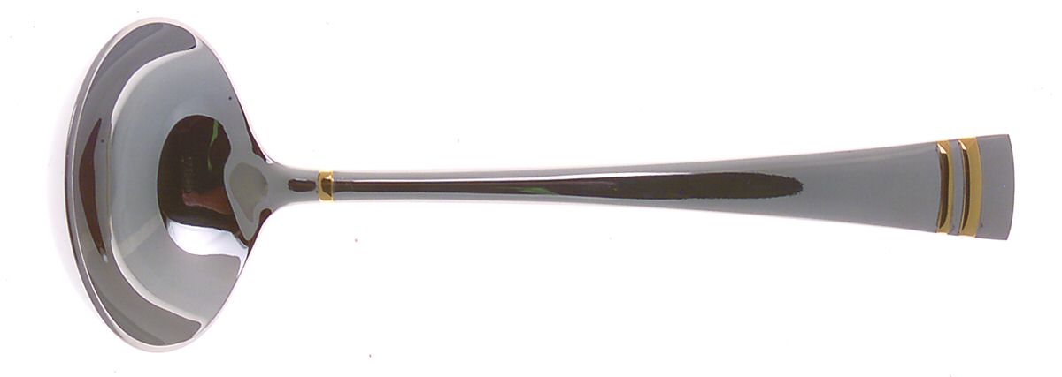 Federal Gold (Stainless, Gold Bands) Solid Gravy Ladle by Lenox-1