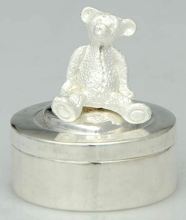 Smithsonian Teddy Collection (Silverplate, Hollow) Tooth Fairy Box and Lid by Lenox-1