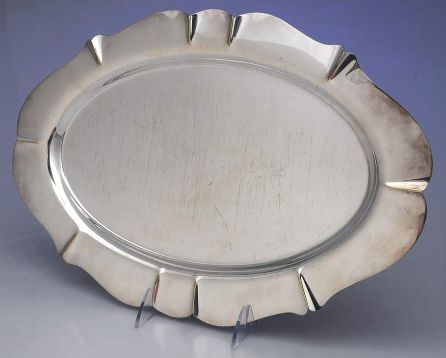 Silverplate Hollowware 16" Oval Serving Platter by Lawrence B Smith -1