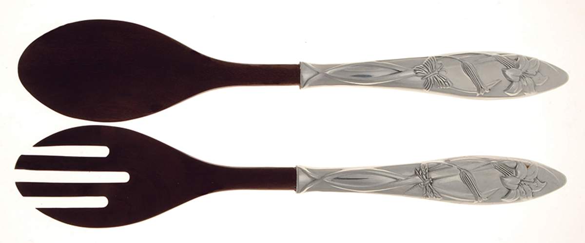 Butterfly Meadow (Hollowware) Salad Set-2 Pc/Wooden Bowl Oversize by Lenox-1