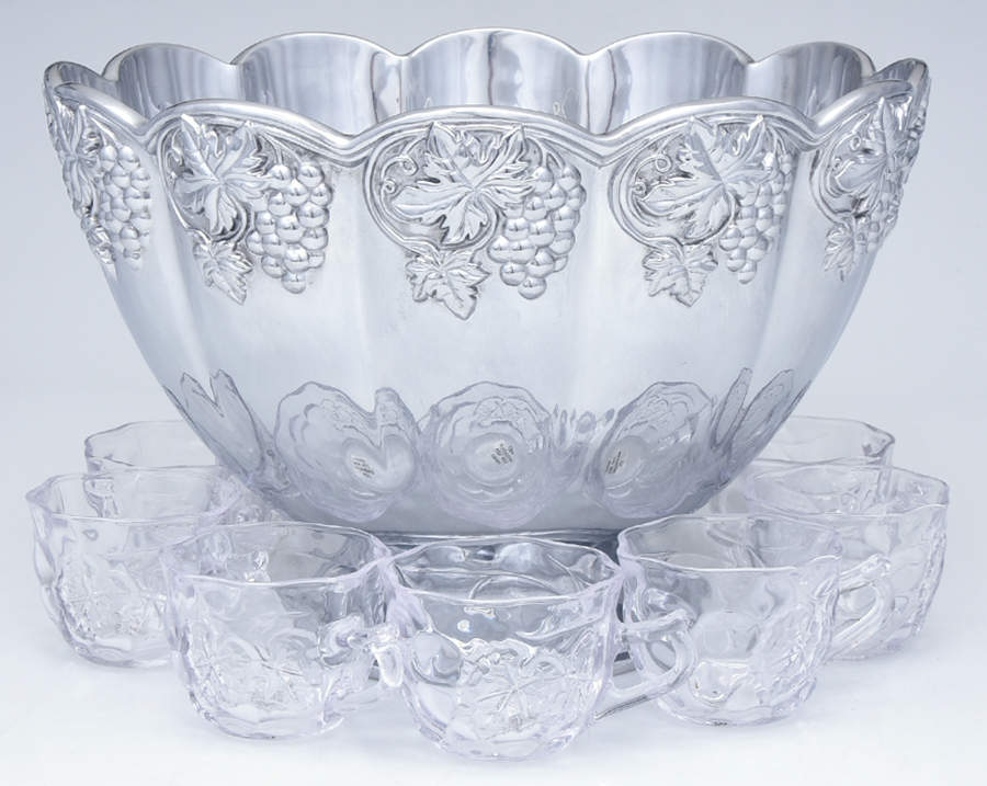 Grape Weave (Hollowware, Other) (9 Pc) Punch Set (Punch Bowl & 8 Glass Punch Cups) by Lenox-1