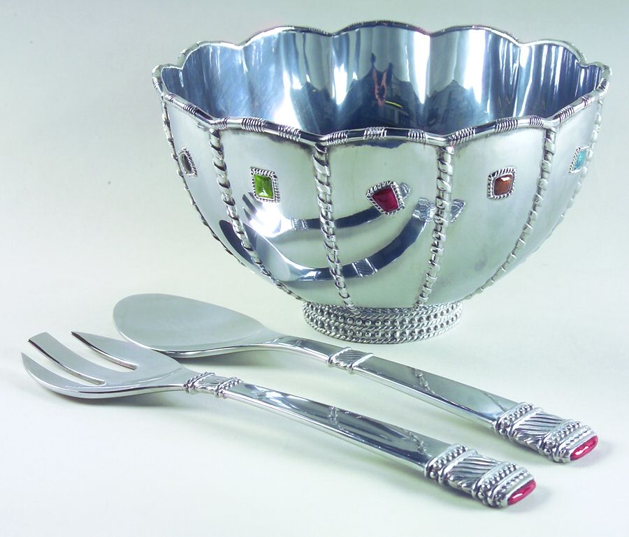 Agate & Jade 3 Pc Salad Set (Bowl w/Serving Fork & Spoon) by Lenox-1