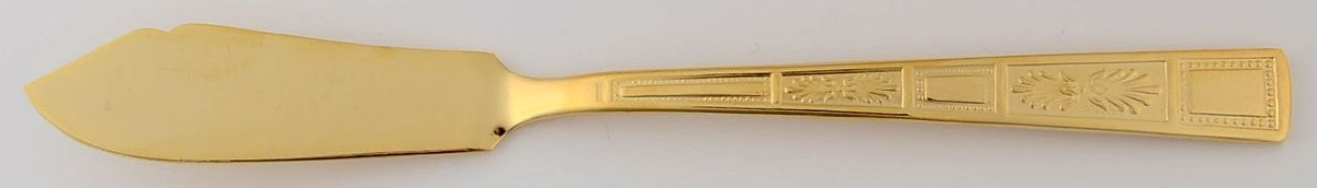 Silver Leaves-Gold (Gold Electroplate) Flat Handle Master Butter Knife by Lifetime-1