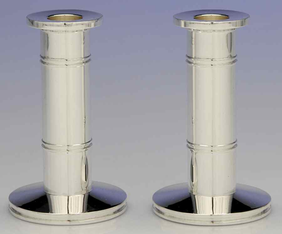 Pompano Point (SIlverplate, Hollowware) Pair of 5" Candlesticks by Lenox-1