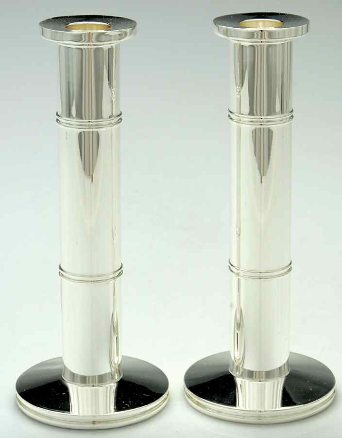 Pompano Point (SIlverplate, Hollowware) Pair of 8" Candlesticks by Lenox-1