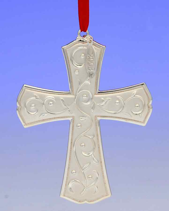 Opal Innocence (Silverplate, Hollowware) Metal Cross Ornament by Lenox-1