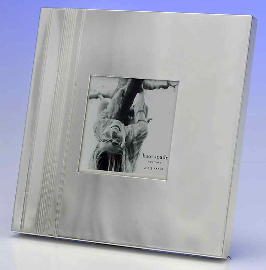 Library Stripe (Silverplate Giftware) Frame-Holds 3" X 3" Picture by Lenox-1