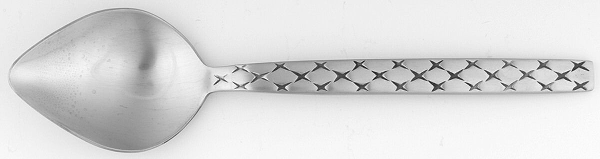 Diamonds (Stainless) Solid Serving Spoon by Lisa Jenks Flatware-1