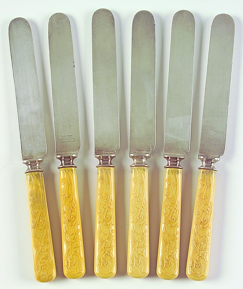 Silverplate Flatware (Set of 6) Solid Blunt Knives W/Bolster by Landers, Frary & Clark-1