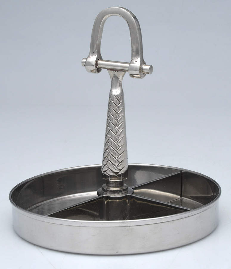 Equestrian Braid (Stainless, Hollowware) 3 Part Divided Server with Center Handle by Ralph Lauren Flatware-1