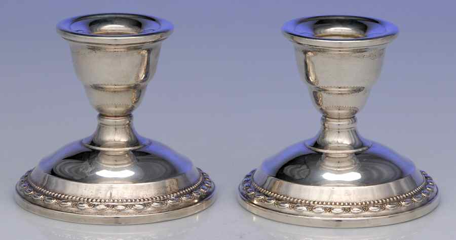 6a (Sterling, Hollowware) Pair of Weighted Console Candleholders by La Pierre Silver-1