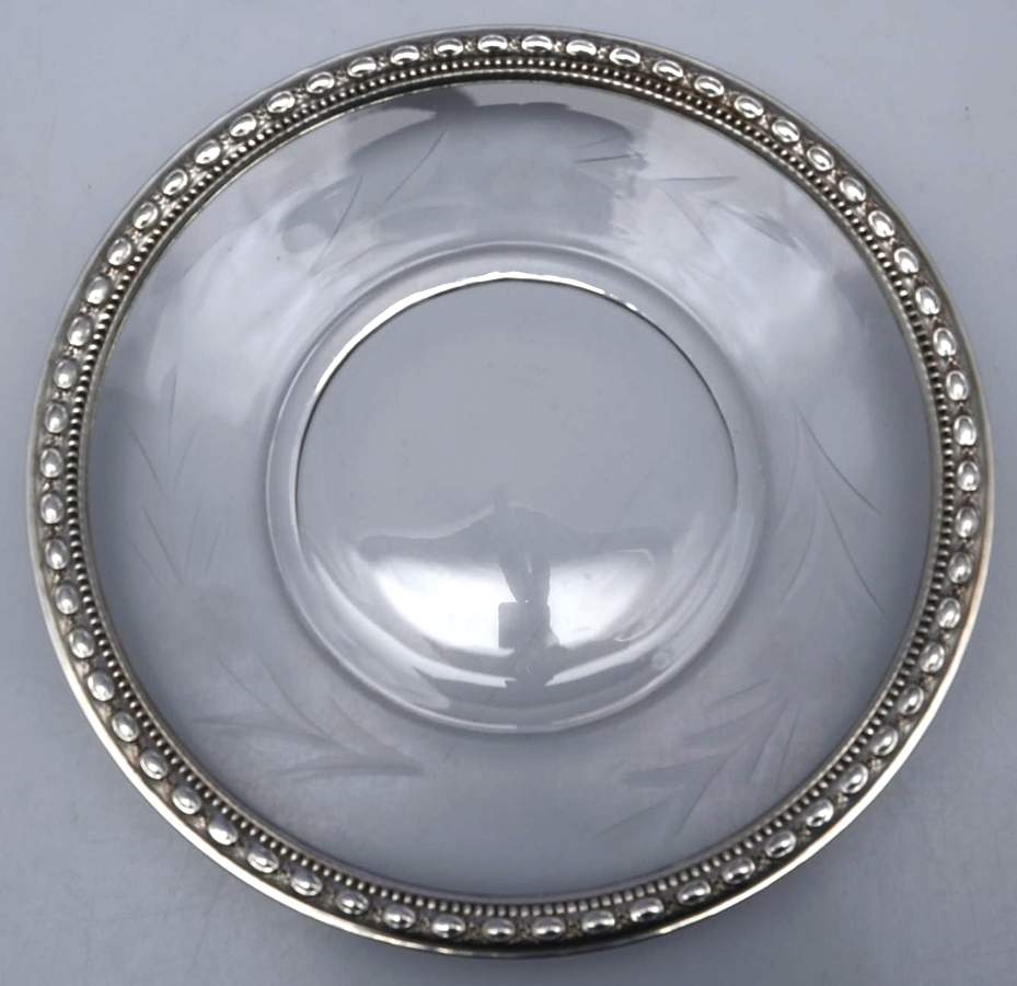6a (Sterling, Hollowware) Crystal Lemon Dish with Sterling Rim by La Pierre Silver-1