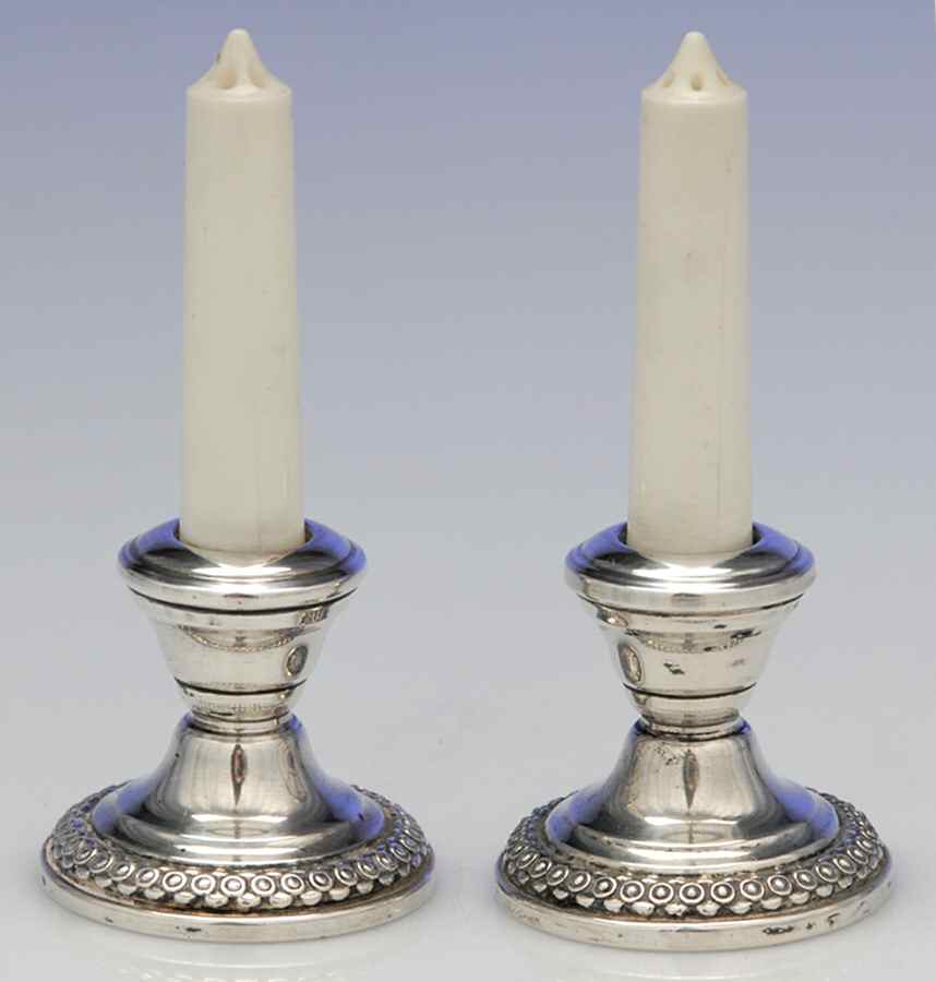 169 (Sterling, Hollowware) Pair of 1" Weighted Candleholders by La Pierre Silver-1