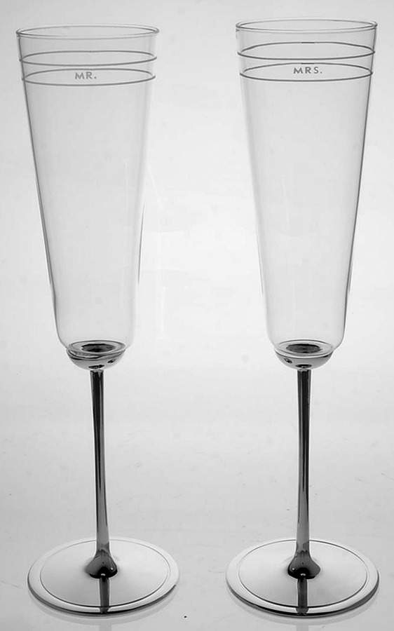 Darling Point (Silverplate, Hollowware) Pair of Champagne Flute Glasses by Lenox-1
