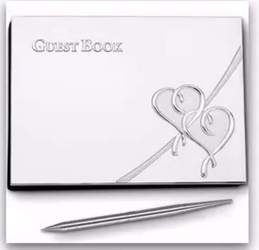 True Love (Silverplate, Hollowware) Guestbook W/Pen & Holder by Lenox-1