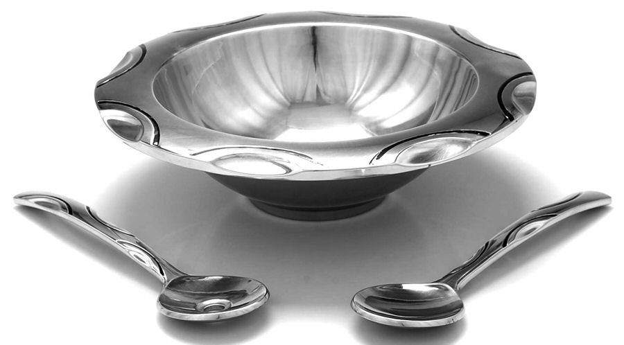 Scoop (Aluminum, Hollowware) 3 Piece Salad Set-13" Bowl, 2 Pc Salad Set by Lenox-1