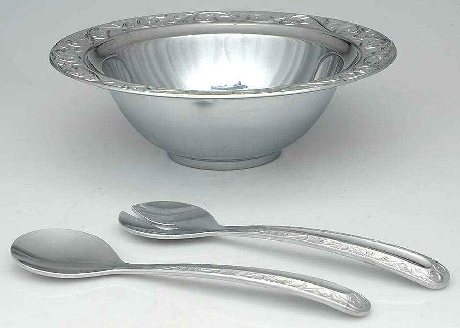 Opal Innocence Carved (Aluminum, Hollowware) Salad Set-3pc (Bowl & Servers) by Lenox-1