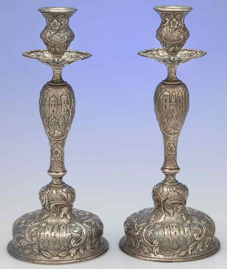 Landscape (Sterling, Hollowware) Pair of 12" Candlesticks by Loring Andrews-1