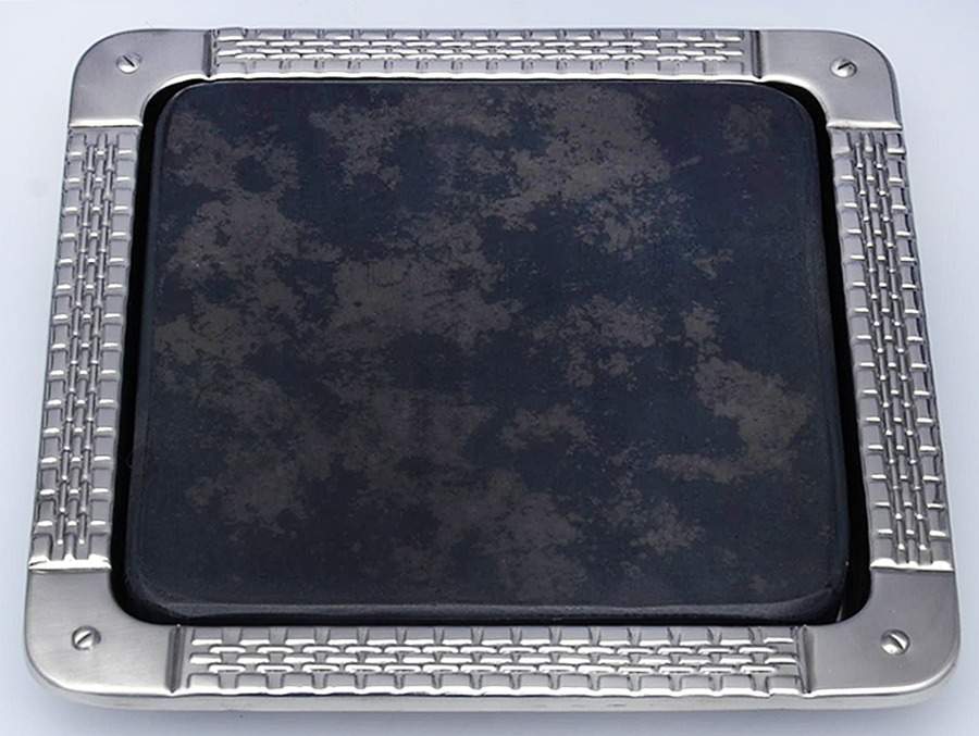 Watchband (Silverplate, Hollowware) Cheese Plate with Ceramic Insert by Ralph Lauren Flatware-1