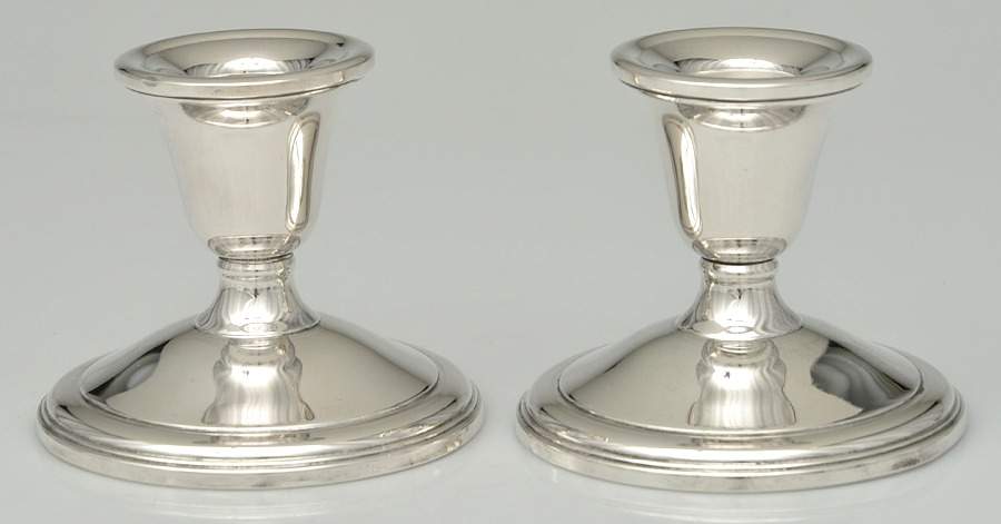 47 (Sterling, Hollowware) Pair of Weighted Console Candleholders by La Pierre Silver-1