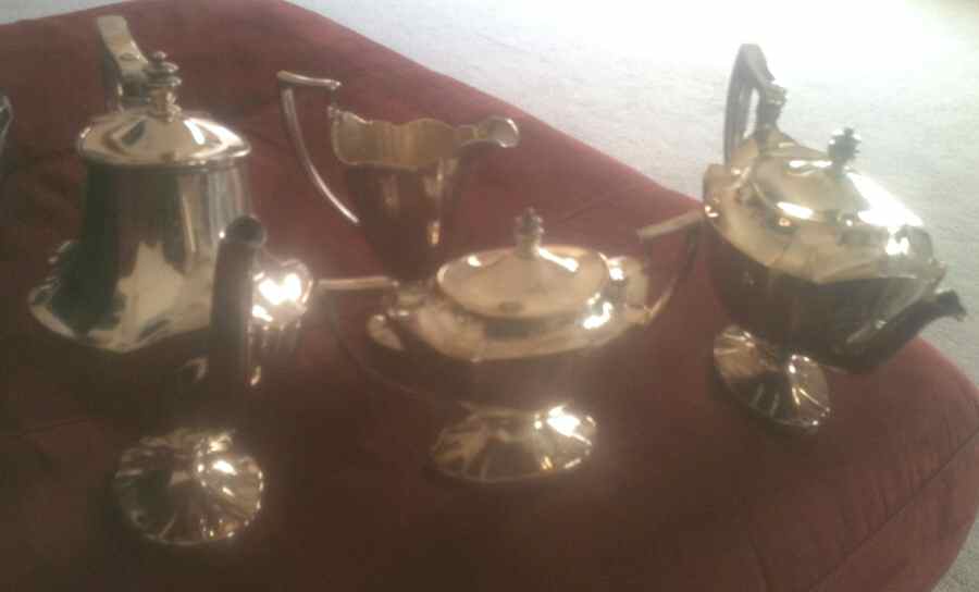 1417 (Silverplate, Hollowware) (4 Piece) Silverplate Tea Set by Lawrence B Smith -1