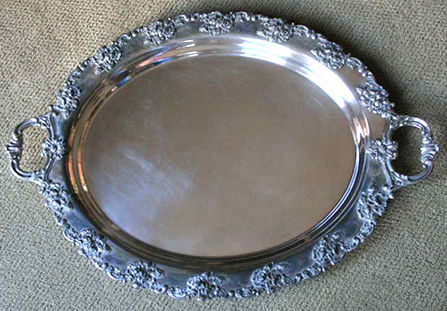 602 (Silverplate, Hollowware) Large Silverplate Waiter Tray by Lawrence B Smith -1