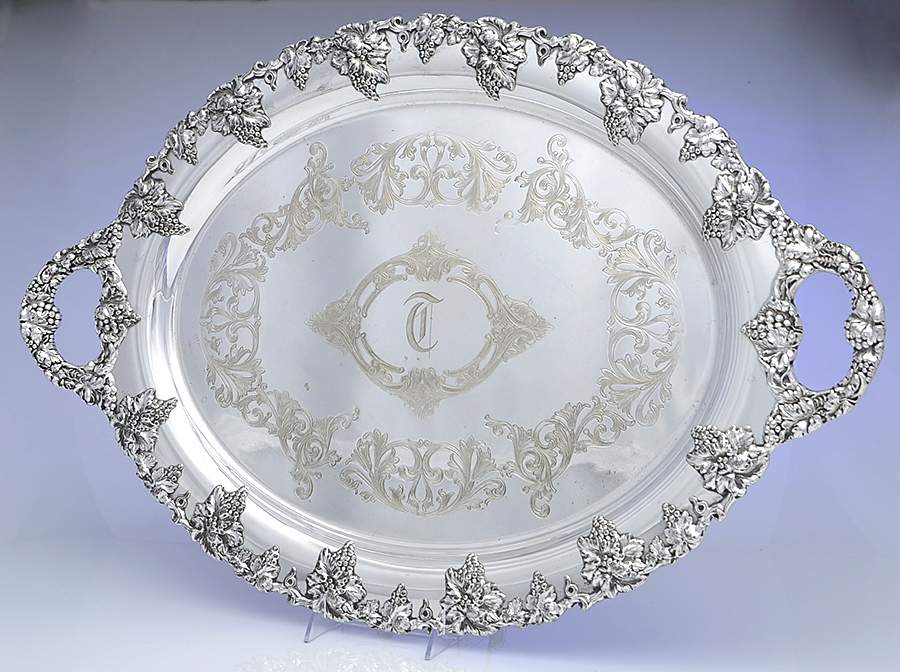 507E (Silverplate, Hollowware) 26" Waiter Tray by Lawrence B Smith -1