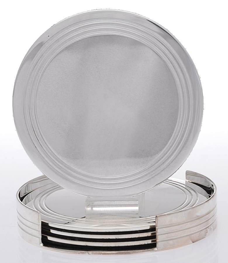 Montgomery (Silverplate, Hollowware) Coaster - Set of 4 with Holder by Ralph Lauren Flatware-1