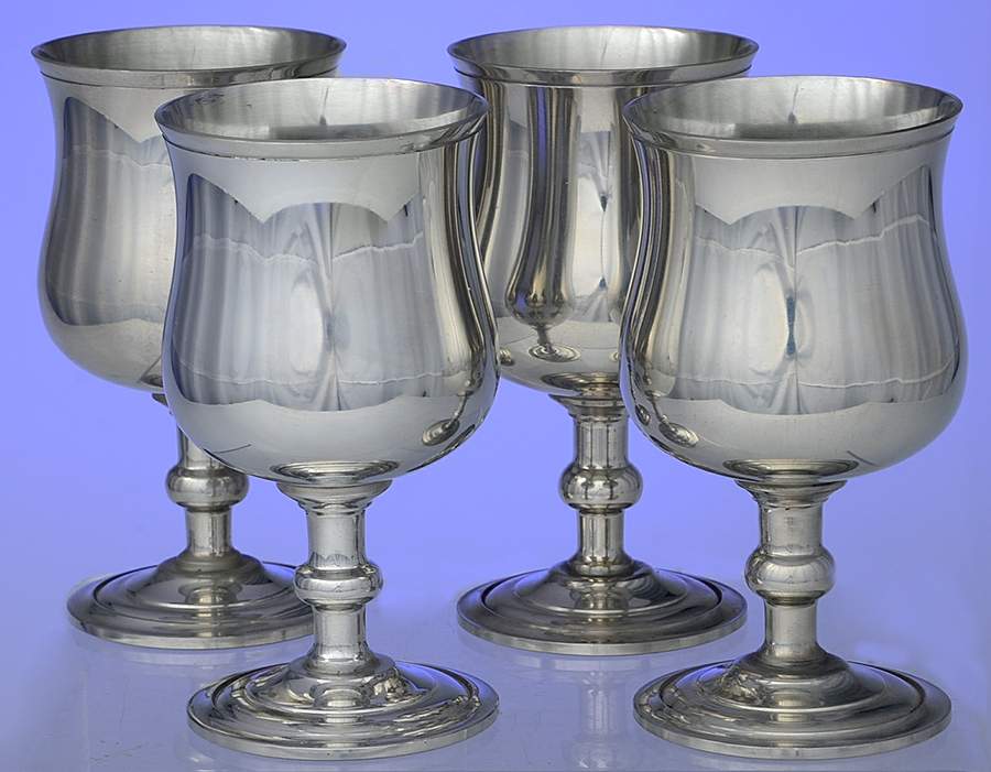 P240 (Pewter, Hollowware) Wine Goblet - Set of 4 by Lunt Silver-1