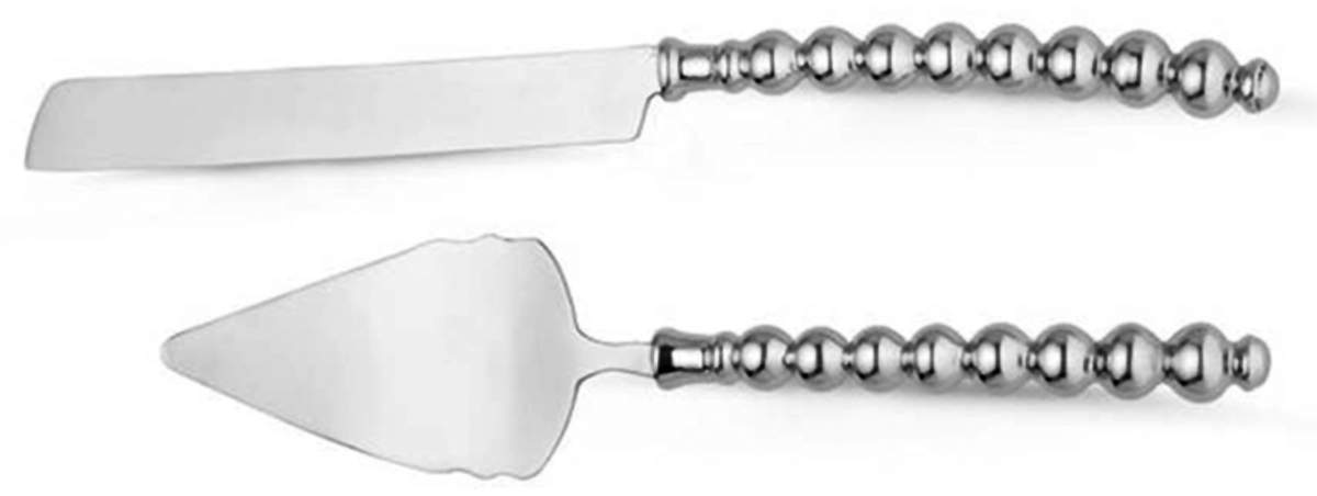 Organics-Beaded (Aluminum, Hollowware) 2 Piece Solid Cake Serving Set (Knife & Server) by Lenox-1