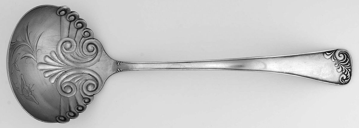 LUS64 (Silverplate) Soup Ladle, Bright Cut Solid Piece by Lunt Silver-1