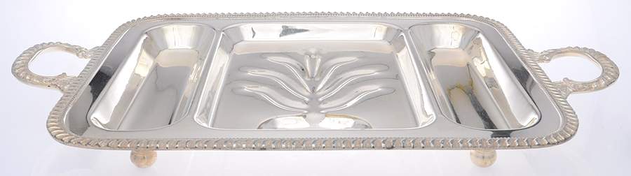 Silverplate Hollowware 3 Part Rectangular Tray by Lehman Bros Silver-1