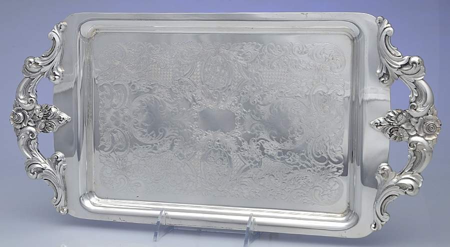 A33B (Silverplate, Hollowware) 17" Rectangular Tray by Lunt Silver-1
