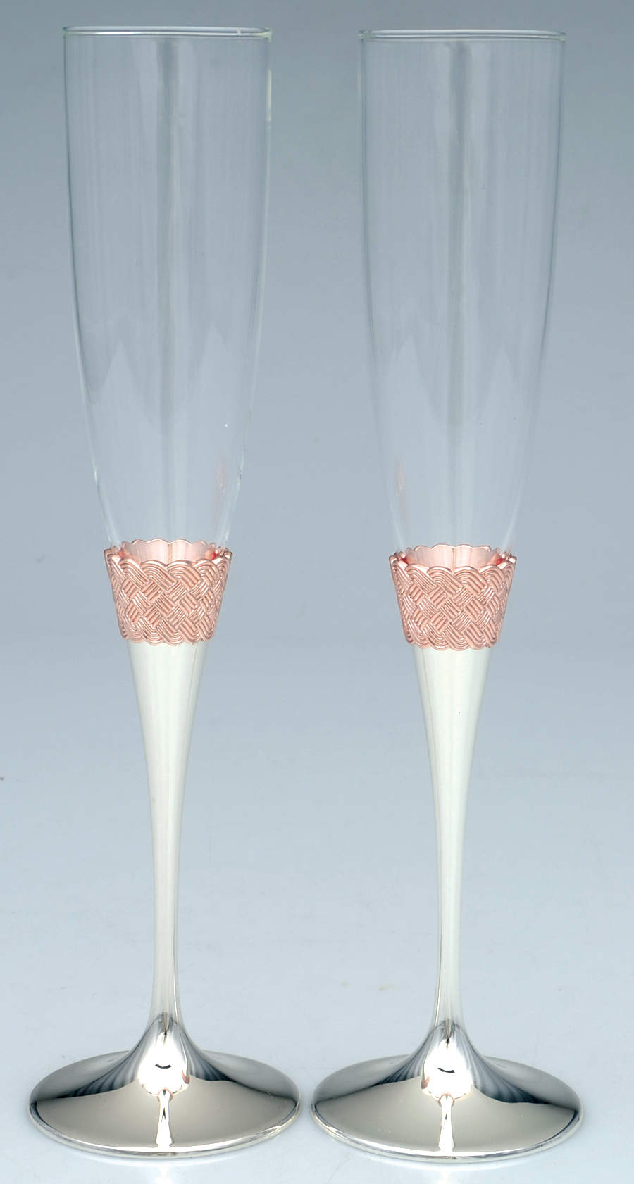 Aegean Rose (Silverplate, Hollowware) Pair of Champagne Flute Glasses by Lenox-1