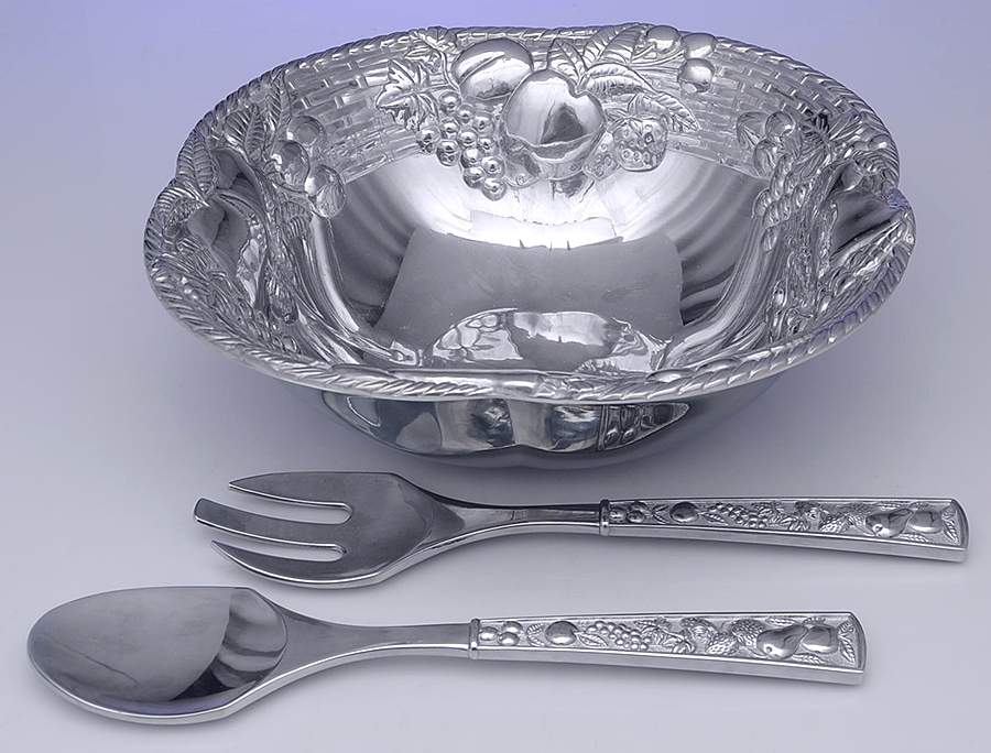 Aluminum Hollowware 3 Piece Salad Set-13" Bowl, 2 Pc Salad Set by Lenox-1