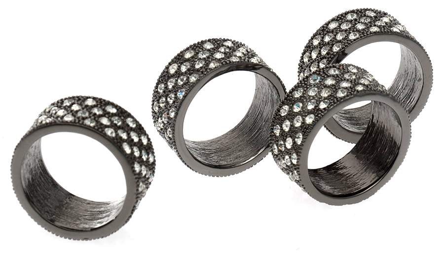 Pave (Platinum Plated, Hollowware) Napkin Ring - Set of 4 by L'Objet-1