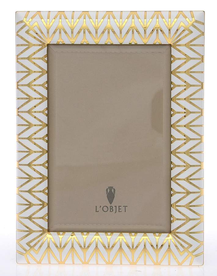Chevron (Gold Electroplate, Hollowware) Frame-Holds 4" X 6" by L'Objet-1
