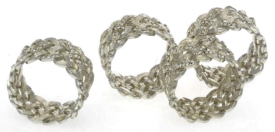 Braid (Platinum Plated, Hollowware) Napkin Ring - Set of 4 by L'Objet-1