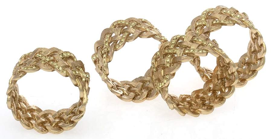 Braid (Gold Electroplate, Hollowware) Napkin Ring - Set of 4 by L'Objet-1
