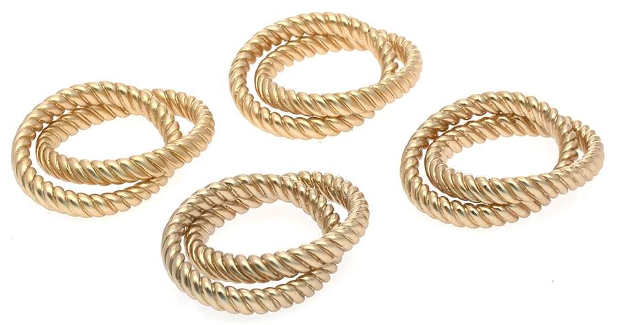 Deco Twist (Gold Electroplate, Hollowware) Napkin Ring - Set of 4 by L'Objet-1