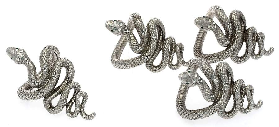 Snake (Platinum Plated, Hollowware) Napkin Ring - Set of 4 by L'Objet-1