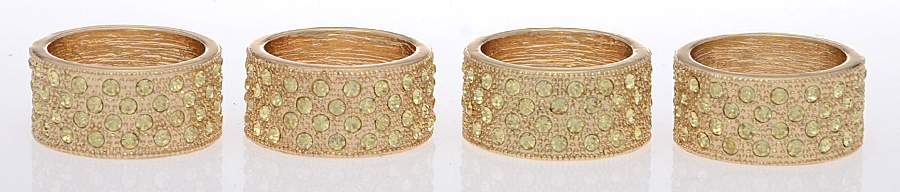 Pave (Gold Electroplate, Hollowware) Napkin Ring - Set of 4 by L'Objet-1