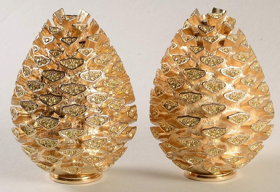 Pinecone (Gold Electroplate, Hollowware) Salt and Pepper Set by L'Objet-1