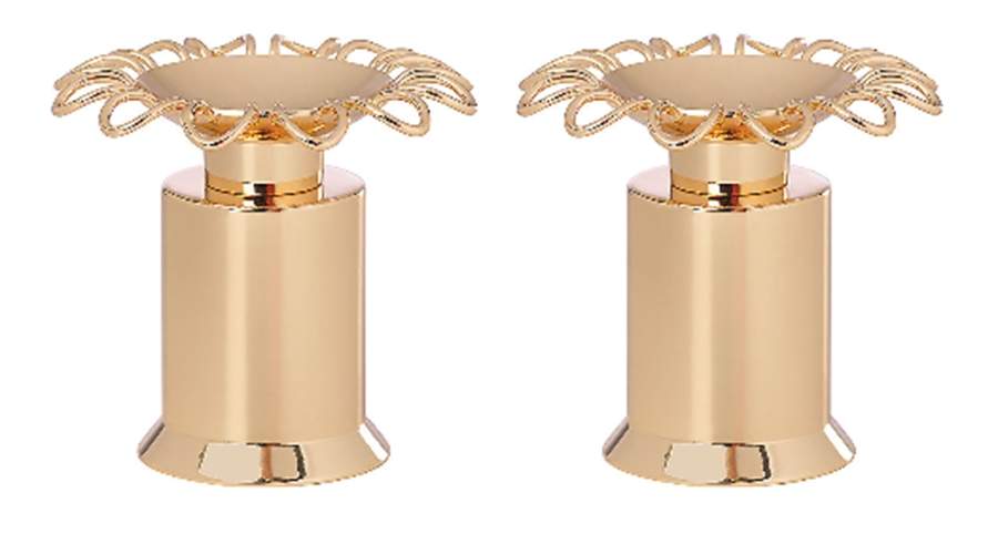 Keaton Street (Gold Plate, Hollowware) Pair of Candlesticks by Lenox-1