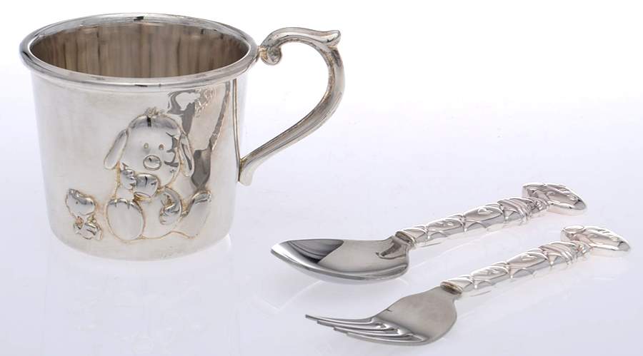 Snoopy (Silverplate, Hollowware) Baby Set-3pc (Bf,Bs & Pbc) by Lenox-1