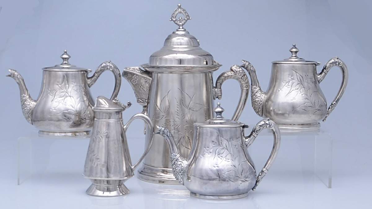 59 (Silverplate, Hollowware) 5 Piece Water/Tea Set (PITHL, CRHL, 3-PTP) by Lexington Silver Plate Co-1